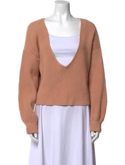 Pre-owned Lunya Square Neckline Long Sleeve Crop Top In Pink