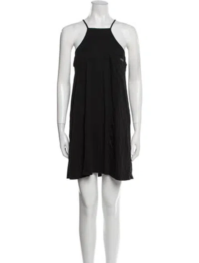 Pre-owned Lunya Square Neckline Mini Dress In Black