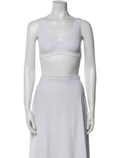 Pre-owned Lunya Square Neckline Sleeveless Crop Top In White