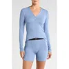 Lunya Stretch Modal V-neck Henley In Pastoral Blue