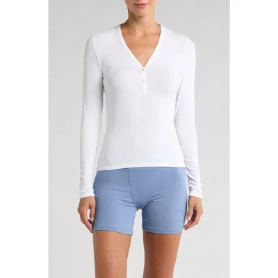 Lunya Stretch Modal V-neck Henley In Sincere White