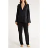 Lunya Stripe Jacquard Washable Silk Pajamas In Black