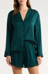 Lunya Stripe Washable Silk Button-up Short Pajamas In Green