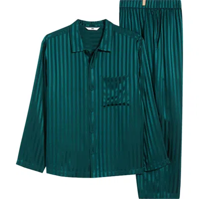 Lunya Stripe Washable Silk Pajamas In Green