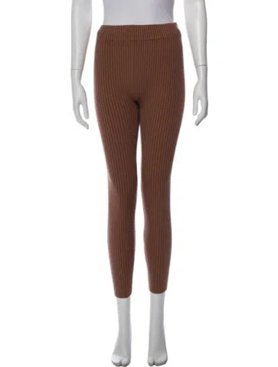 Pre-owned Lunya Striped Skinny Leg Pants In Brown