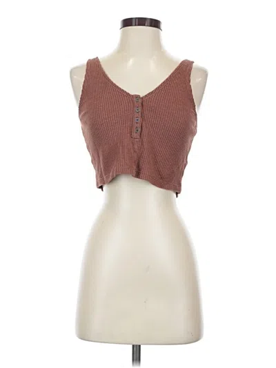 Pre-owned Lunya Tank Top Brown Strapless Neckline Tops