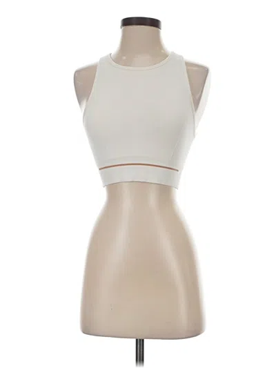 Pre-owned Lunya Tank Top Ivory Halter Neckline Tops In White