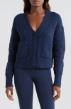 Lunya Textured Cotton Snap Front Cardigan In Deep Blue