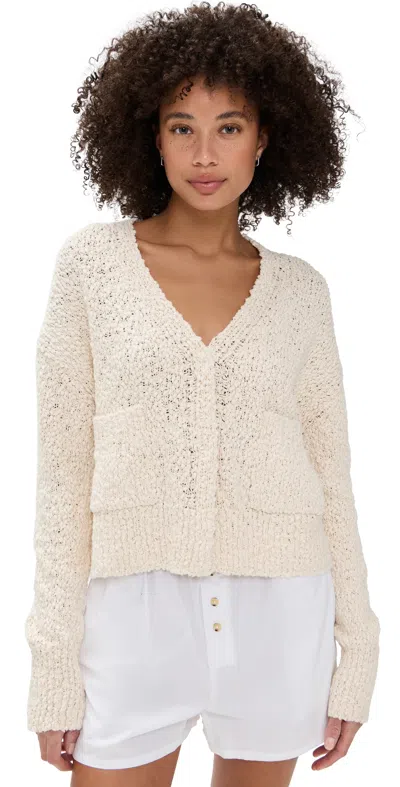 Lunya Textured Cotton Snap Front Cardigan Swan White
