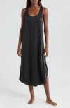 Lunya Tulip Bias Washable Silk Nightgown In Immersed Black