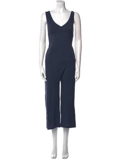 Pre-owned Lunya V-neck Jumpsuit In Blue