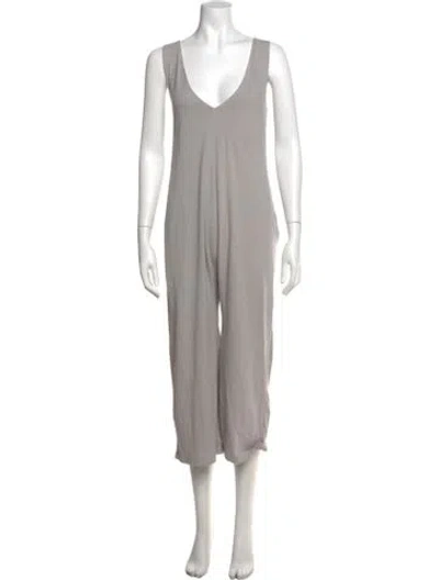 Pre-owned Lunya V-neck Jumpsuit In Grey