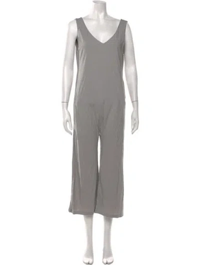 Pre-owned Lunya V-neck Jumpsuit In Grey