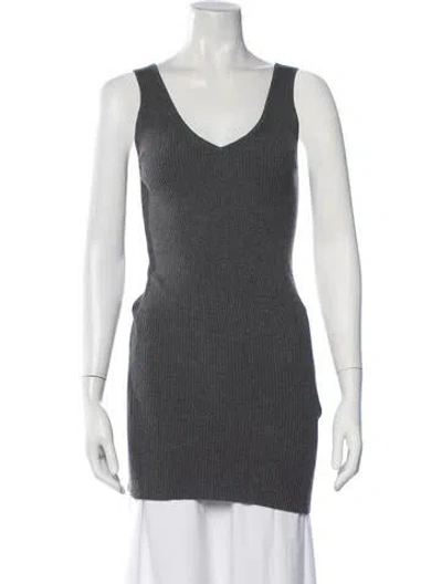 Pre-owned Lunya V-neck Long Dress In Grey