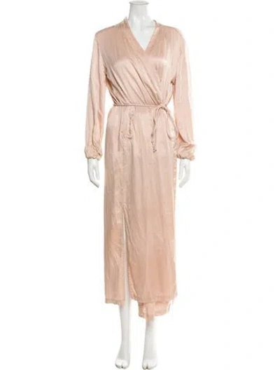 Pre-owned Lunya V-neck Long Dress In Pink