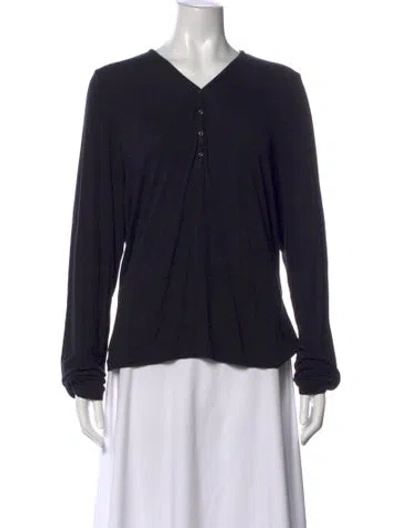 Pre-owned Lunya V-neck Long Sleeve Top In Black