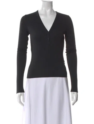 Pre-owned Lunya V-neck Long Sleeve Top In Black