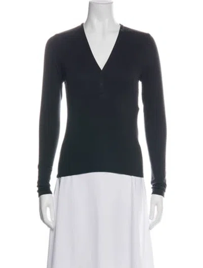 Pre-owned Lunya V-neck Long Sleeve Top In Green