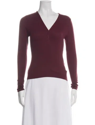 Pre-owned Lunya V-neck Long Sleeve Top In Green