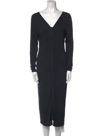 Pre-owned Lunya V-neck Midi Length Dress In Blue