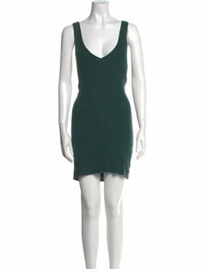 Pre-owned Lunya V-neck Mini Dress In Green