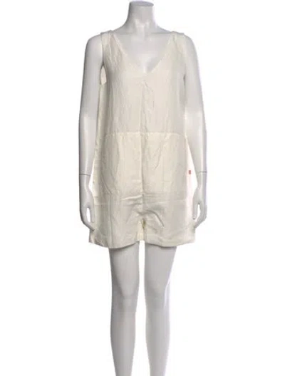 Pre-owned Lunya V-neck Romper In White