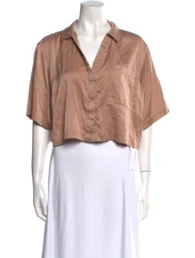 Pre-owned Lunya V-neck Short Sleeve Crop Top In Pink