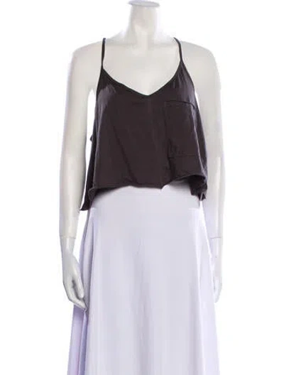 Pre-owned Lunya V-neck Sleeveless Crop Top In Gray