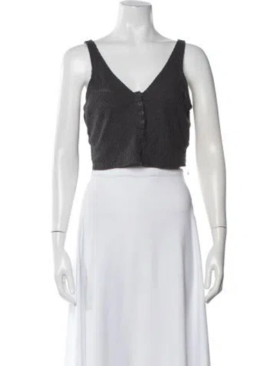 Pre-owned Lunya V-neck Sleeveless Crop Top In Gray
