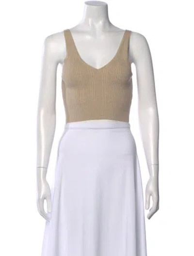 Pre-owned Lunya V-neck Sleeveless Crop Top In Neutral