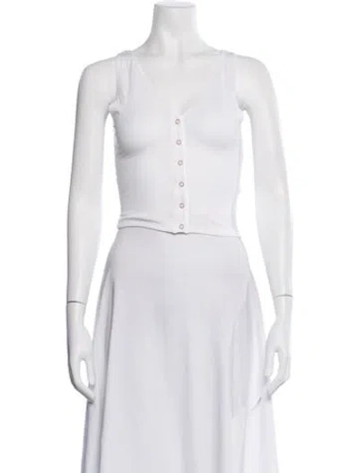Pre-owned Lunya V-neck Sleeveless Crop Top In White