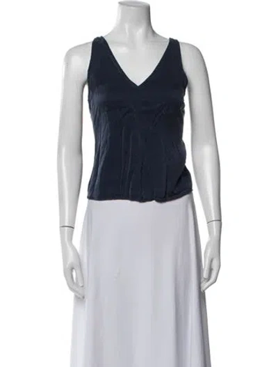 Pre-owned Lunya V-neck Sleeveless Top In Blue