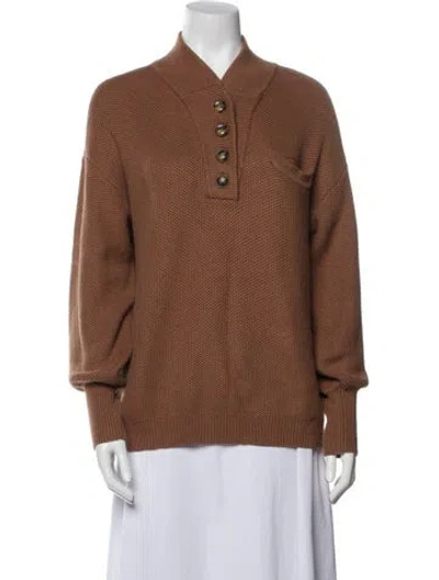 Pre-owned Lunya V-neck Sweater In Brown