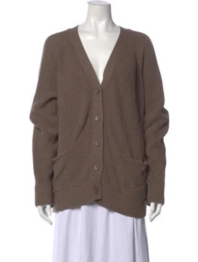 Pre-owned Lunya V-neck Sweater In Brown