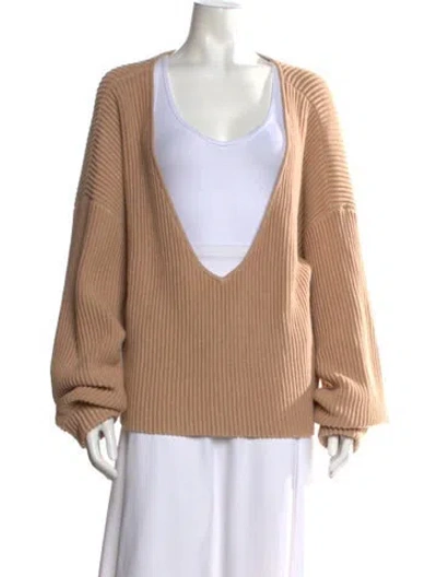 Pre-owned Lunya V-neck Sweater In Neutral