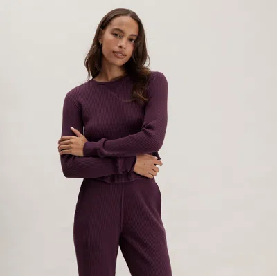 Lunya Wafflesoft Crew Neck Long Sleeve In Purple