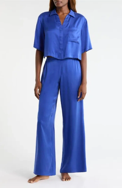 Lunya Washable High Waist Silk Pajamas In Blue