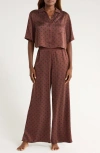 Lunya Washable Silk Pajama Set Chocolate Ellipsis In Brown