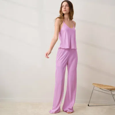 Lunya Washable Silk Bias Cami Pant Set In Purple