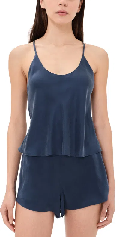 Lunya Washable Silk Bias Cami Short Set Deep Blue