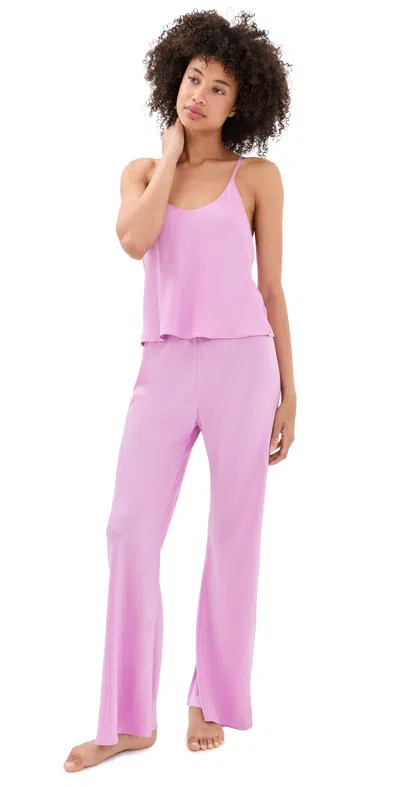 Lunya Washable Silk Bias Camisole Pant Pajamas Set Lilac Bloom In Purple