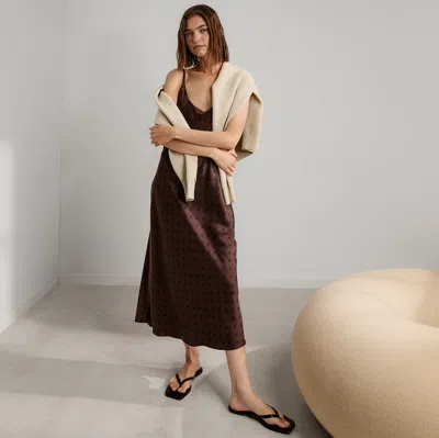 Lunya Washable Silk Bias Slip Dress In Brown