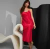 Lunya Washable Silk Bias Slip Dress In Carmine Red