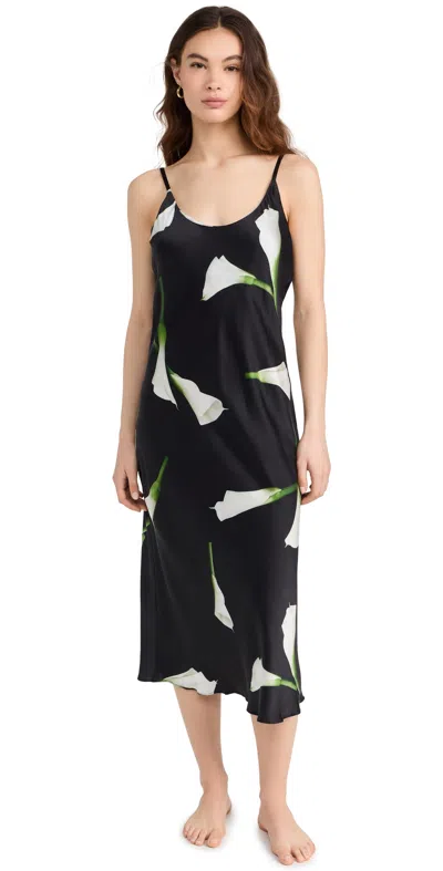 Lunya Washable Silk Bias Slip Dress In Floating Lily Large