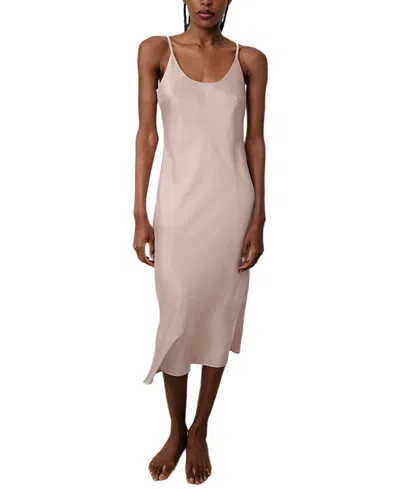 Lunya Washable Silk Bias Slip Dress In Pink