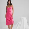 Lunya Washable Silk Bias Slip Dress In Rapturous Flamingo