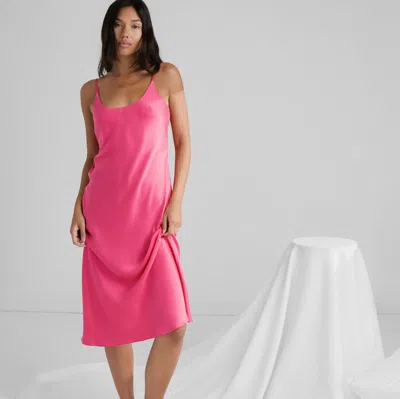 Lunya Washable Silk Bias Slip Dress In Rapturous Flamingo