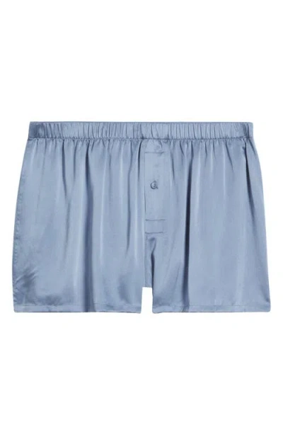 Lunya Washable Silk Boxer Shorts In Blue