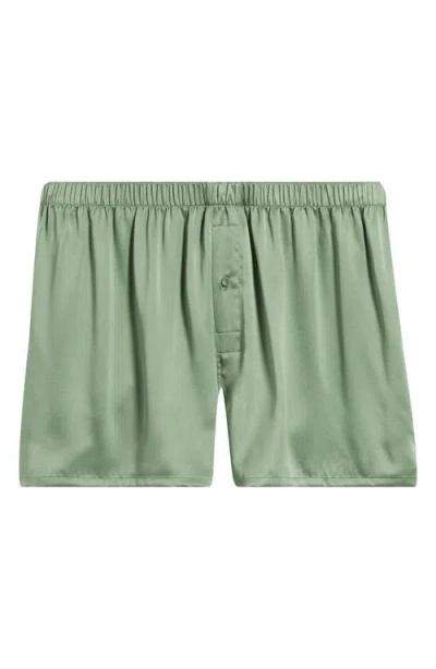 Lunya Washable Silk Boxer Shorts In Green