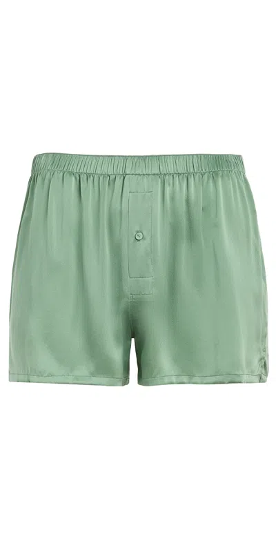 Lunya Washable Silk Boxers Garden Moss In Green